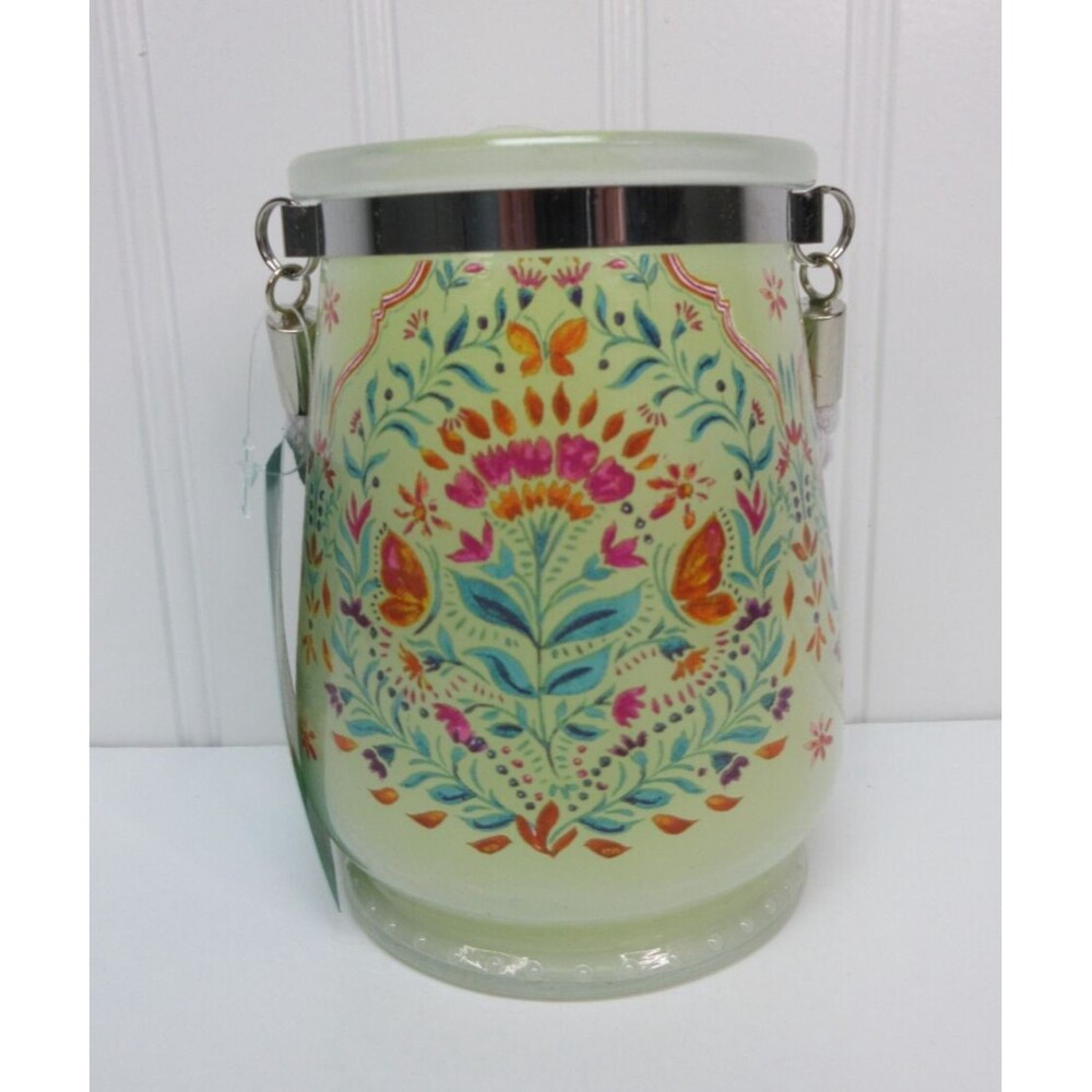 Pioneer Woman  Citronella Outdoor Lantern Candle Folk Geo 16oz Floral Glass New